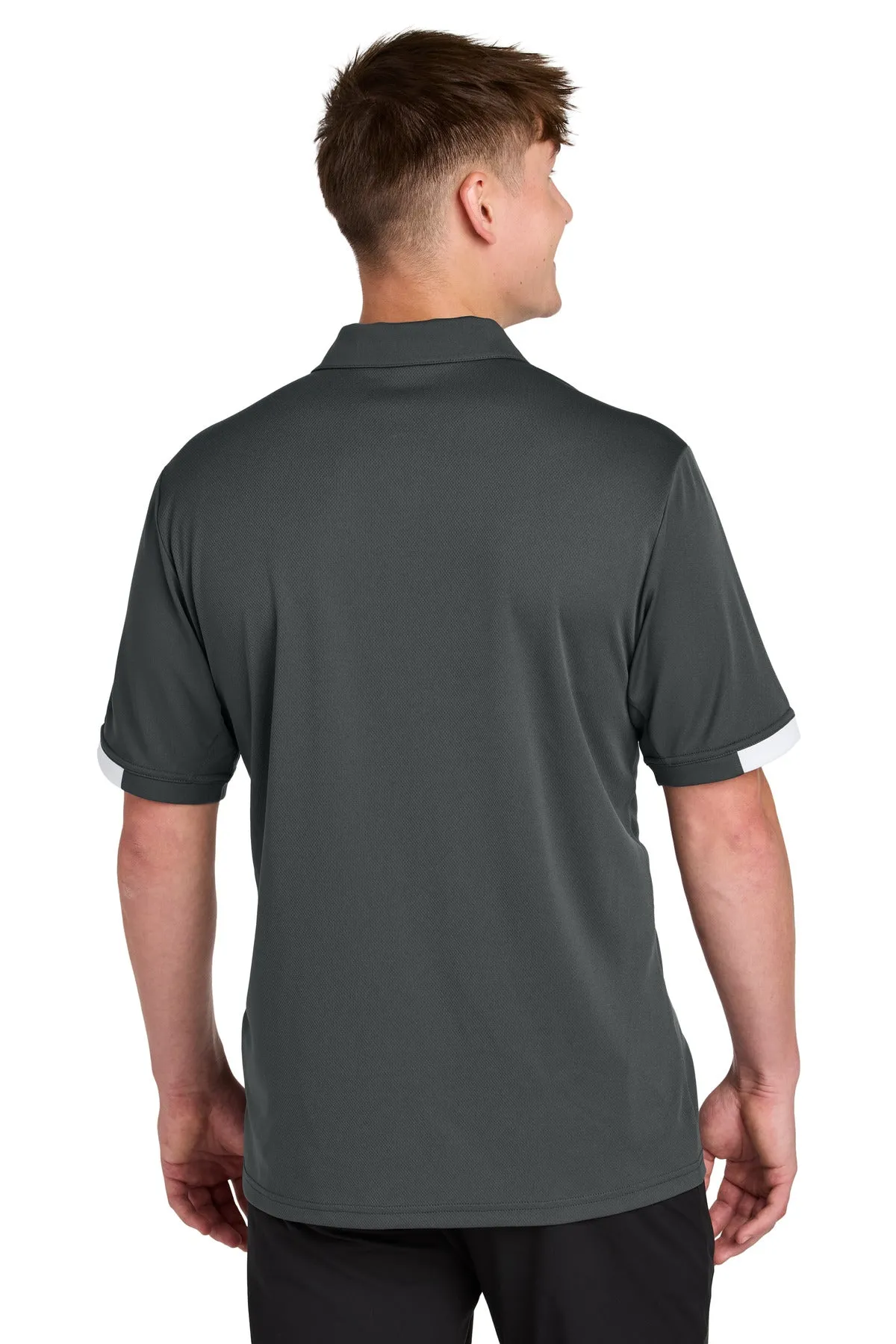 Sport-Tek Club Colorblock Polo ST444 Iron Grey/ White