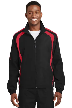 Sport-Tek Colorblock Raglan Jacket. JST60 Black/ True Red