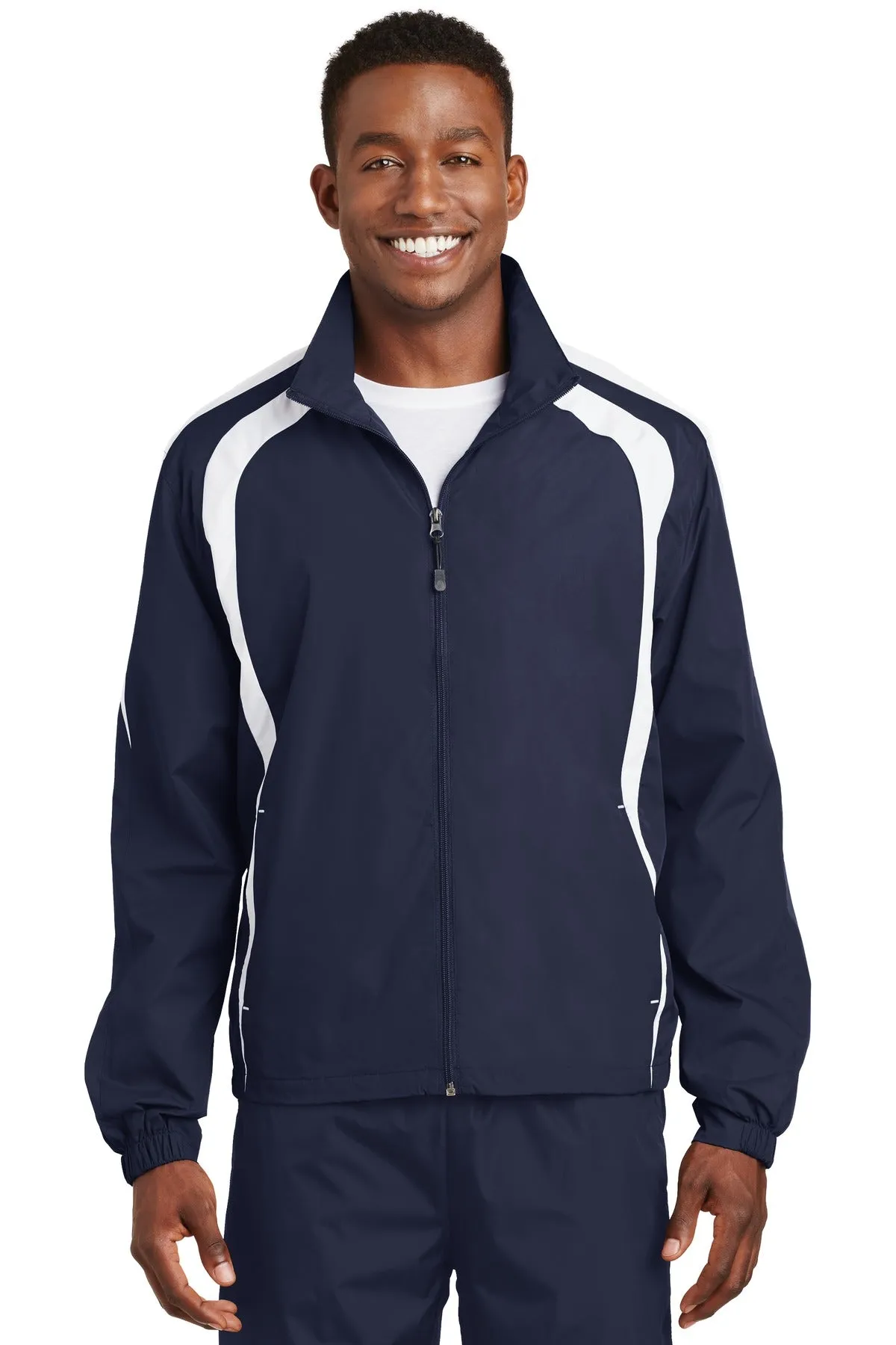 Sport-Tek Colorblock Raglan Jacket. JST60 True Navy/ White