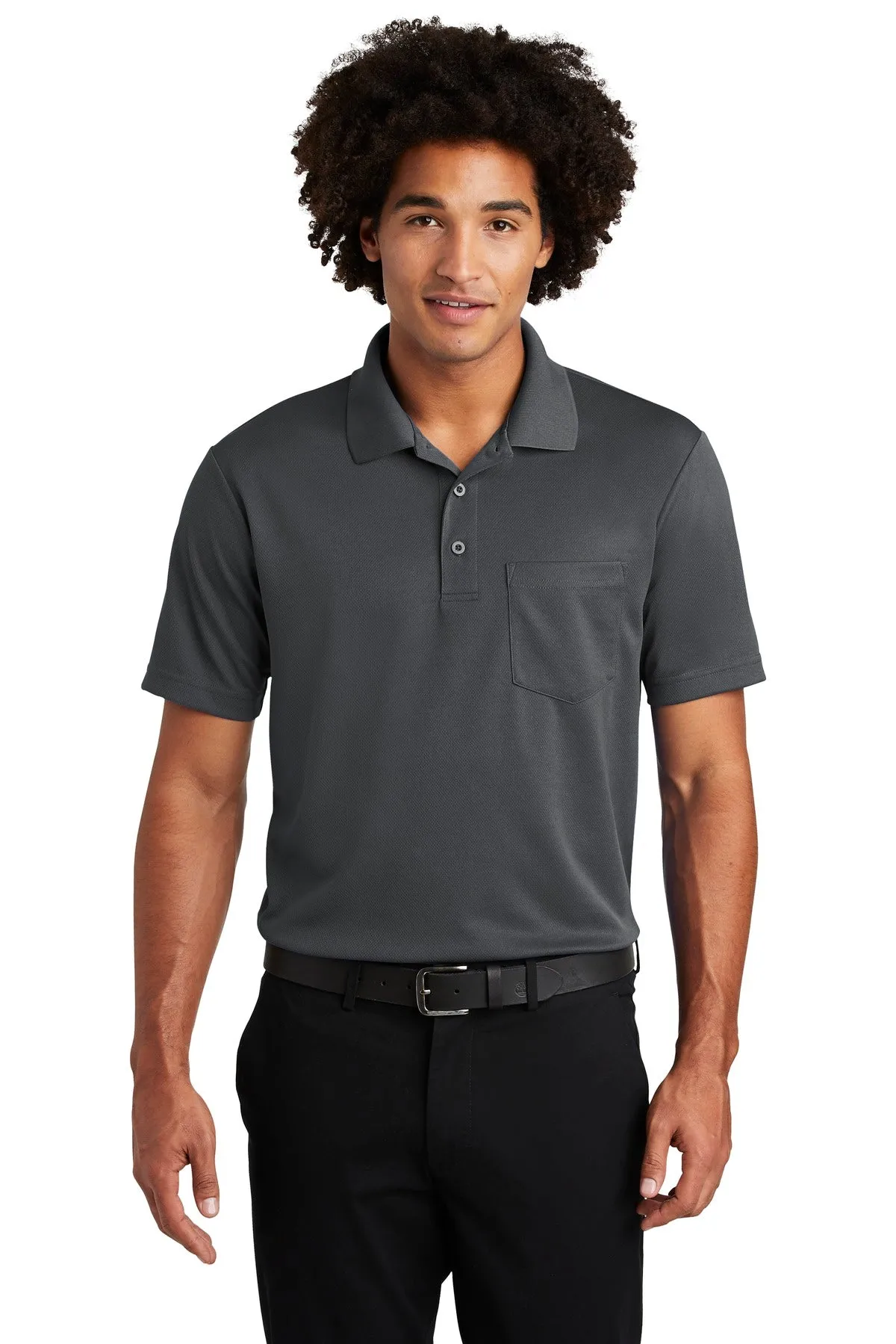 Sport-Tek  PosiCharge  RacerMesh  Pocket Polo. ST640P Graphite