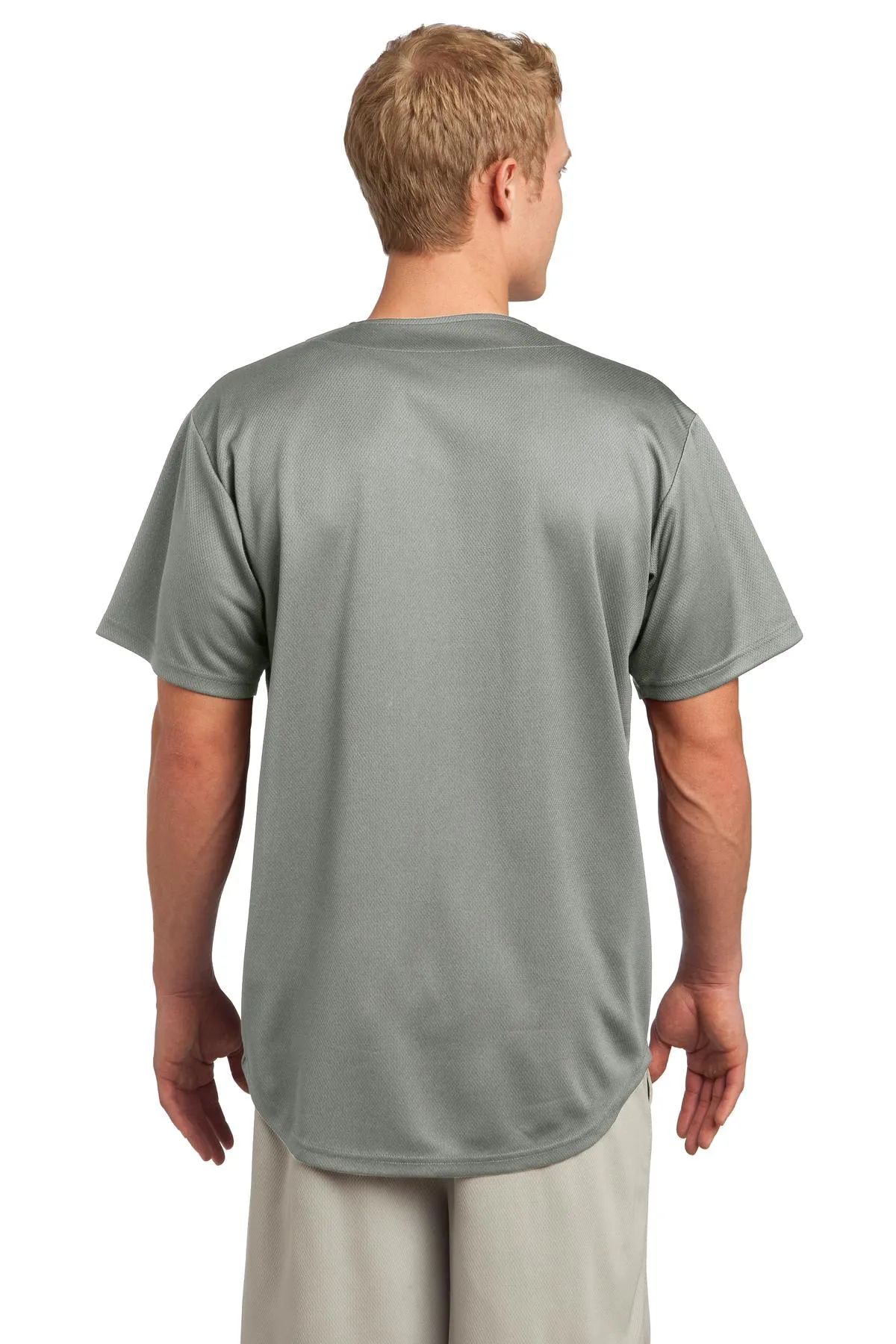 Sport-Tek PosiCharge Tough Mesh Full-Button Jersey. ST220 Silver