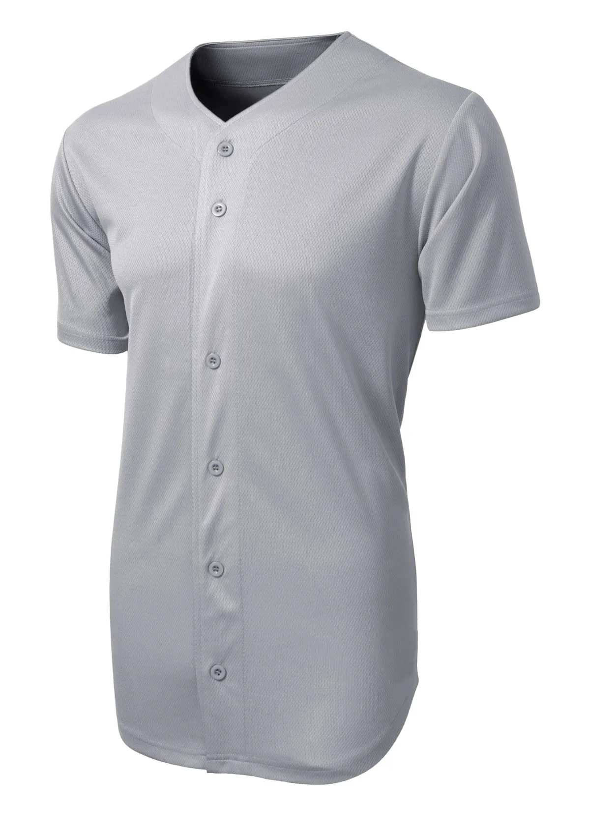 Sport-Tek PosiCharge Tough Mesh Full-Button Jersey. ST220 Silver