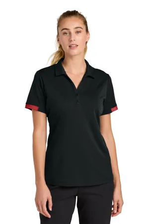 Sport-Tek Women's Club Colorblock Polo LST444 Black/ Deep Red