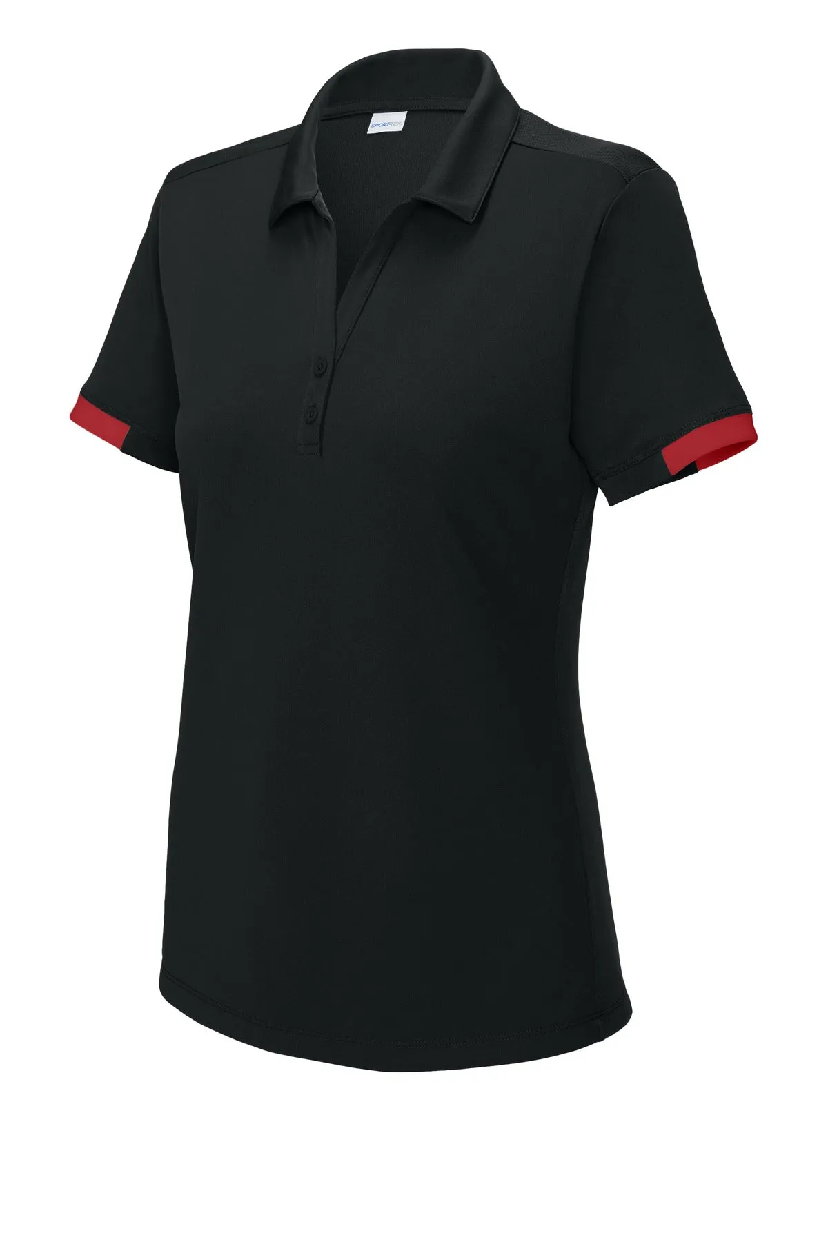 Sport-Tek Women's Club Colorblock Polo LST444 Black/ Deep Red