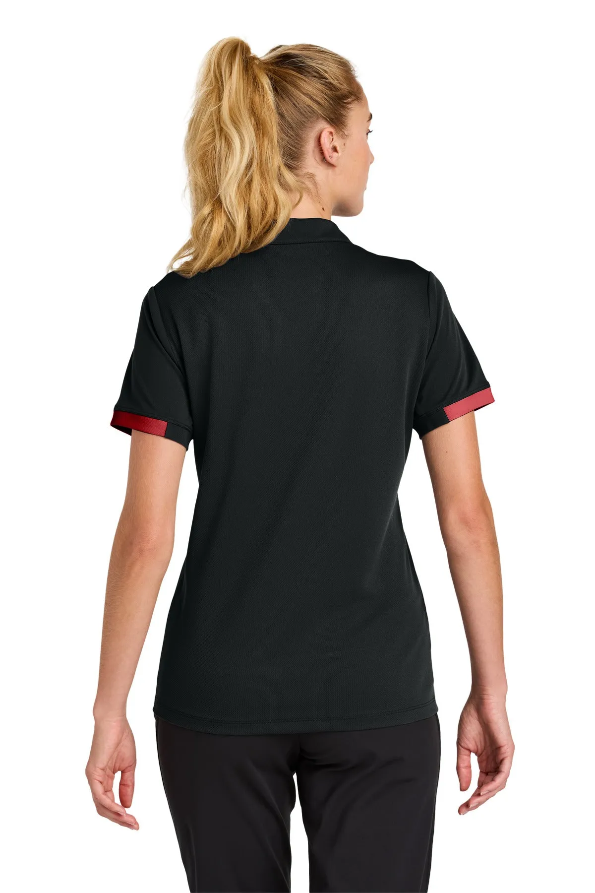Sport-Tek Women's Club Colorblock Polo LST444 Black/ Deep Red