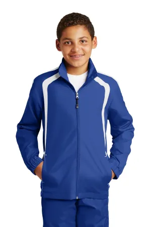 Sport-Tek Youth Colorblock Raglan Jacket. YST60 True Royal/ White