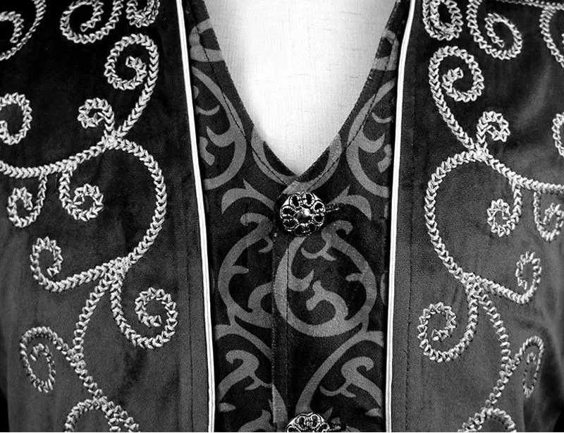 Steampunk Gothic Renaissance Black Velvet Tailcoat Tuxedo Jacket