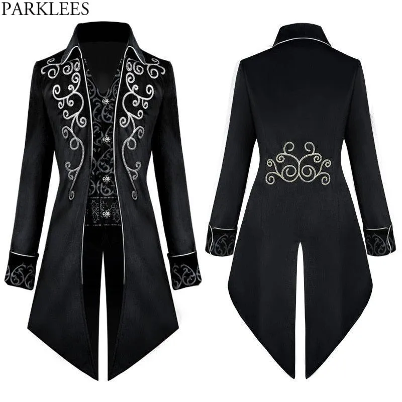 Steampunk Gothic Renaissance Black Velvet Tailcoat Tuxedo Jacket