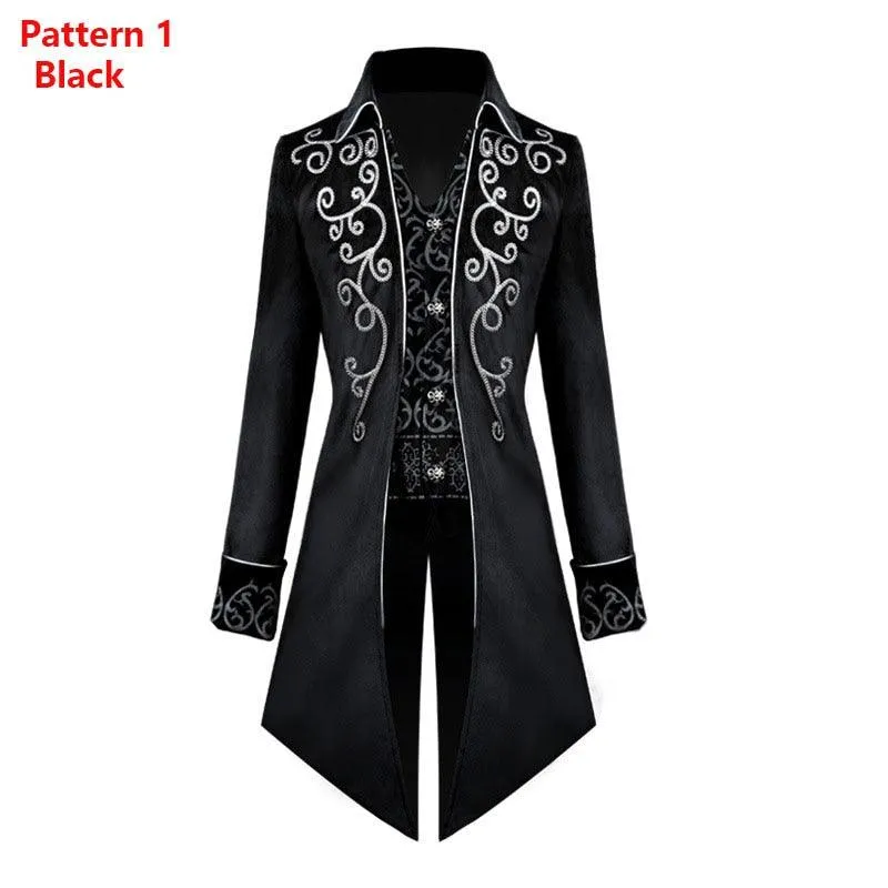 Steampunk Gothic Renaissance Black Velvet Tailcoat Tuxedo Jacket