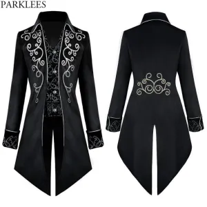 Steampunk Gothic Renaissance Black Velvet Tailcoat Tuxedo Jacket