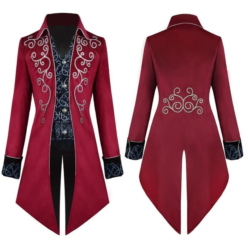 Steampunk Gothic Renaissance Black Velvet Tailcoat Tuxedo Jacket