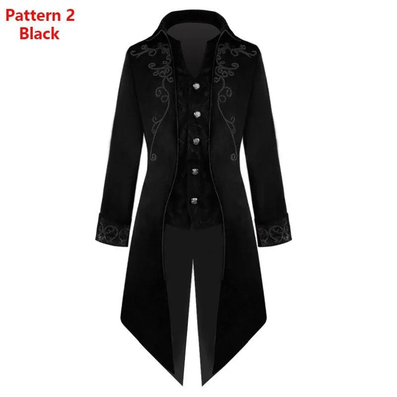 Steampunk Gothic Renaissance Black Velvet Tailcoat Tuxedo Jacket