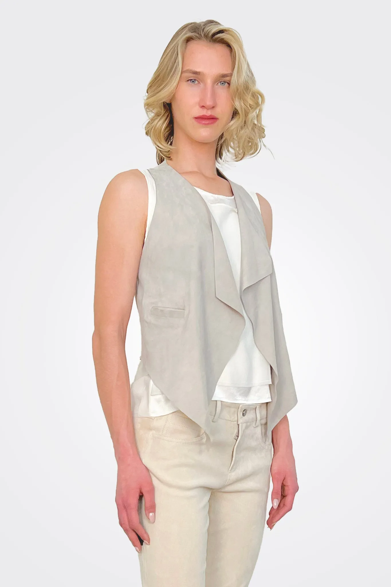Stretch Leather Vest - Ash
