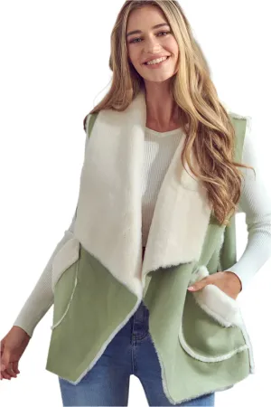 Suedette Sherpa Soft Vest Cardigan