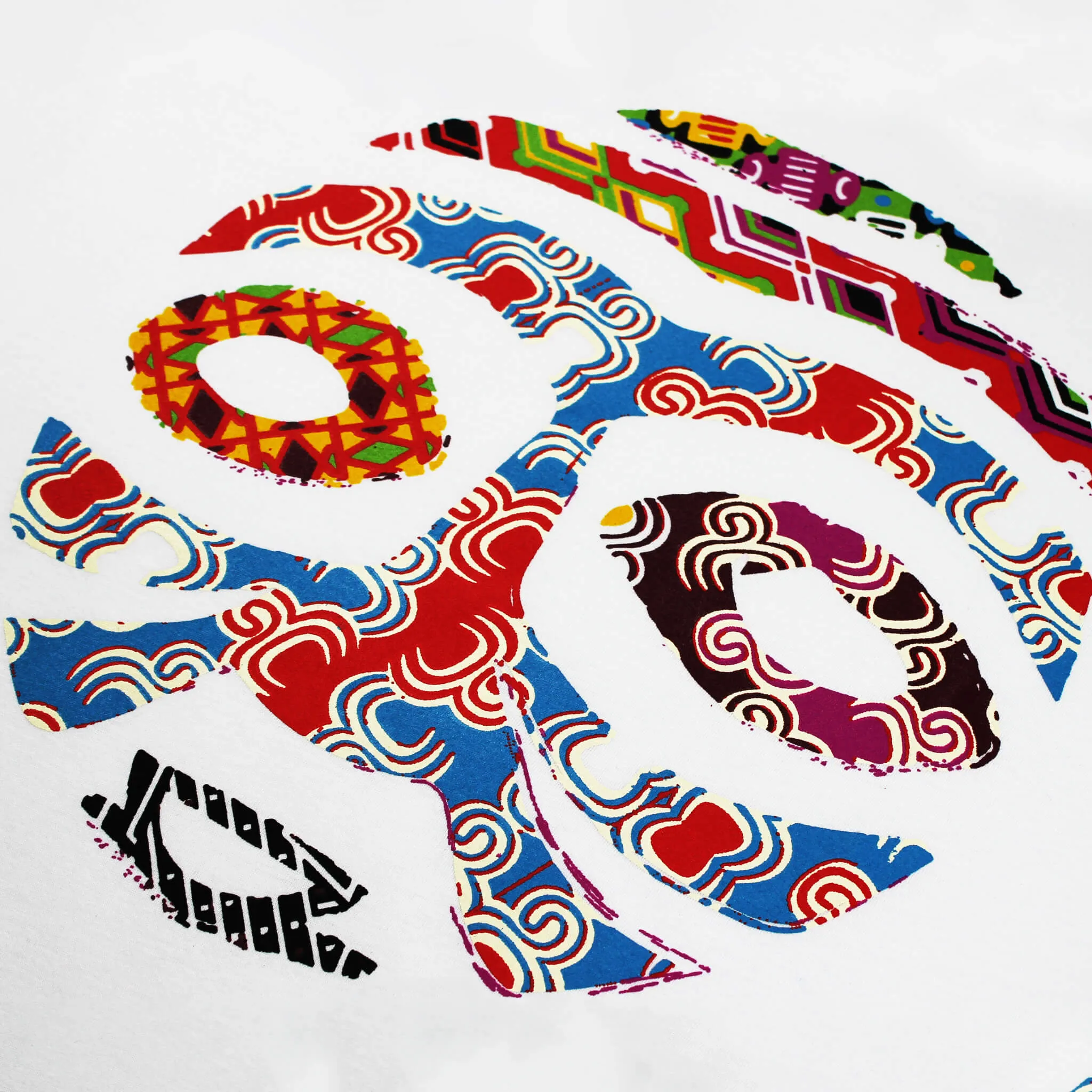 TAKORADI TRIBAL WARRIOR MASK WITH ROYAL BLUE EYES (UNISEX SHORT SLEEVE T-SHIRT)