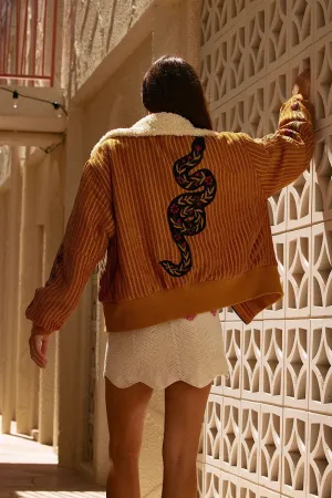Talk To Me Embroidered Bomber Jacket