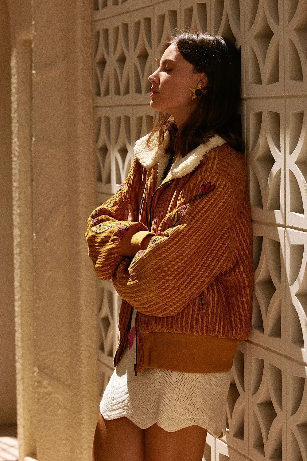 Talk To Me Embroidered Bomber Jacket