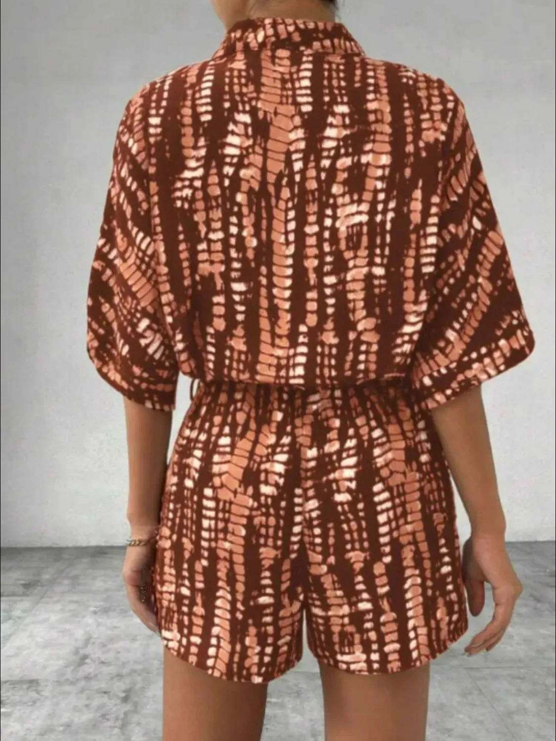 Tie Waist Half Sleeve Romper