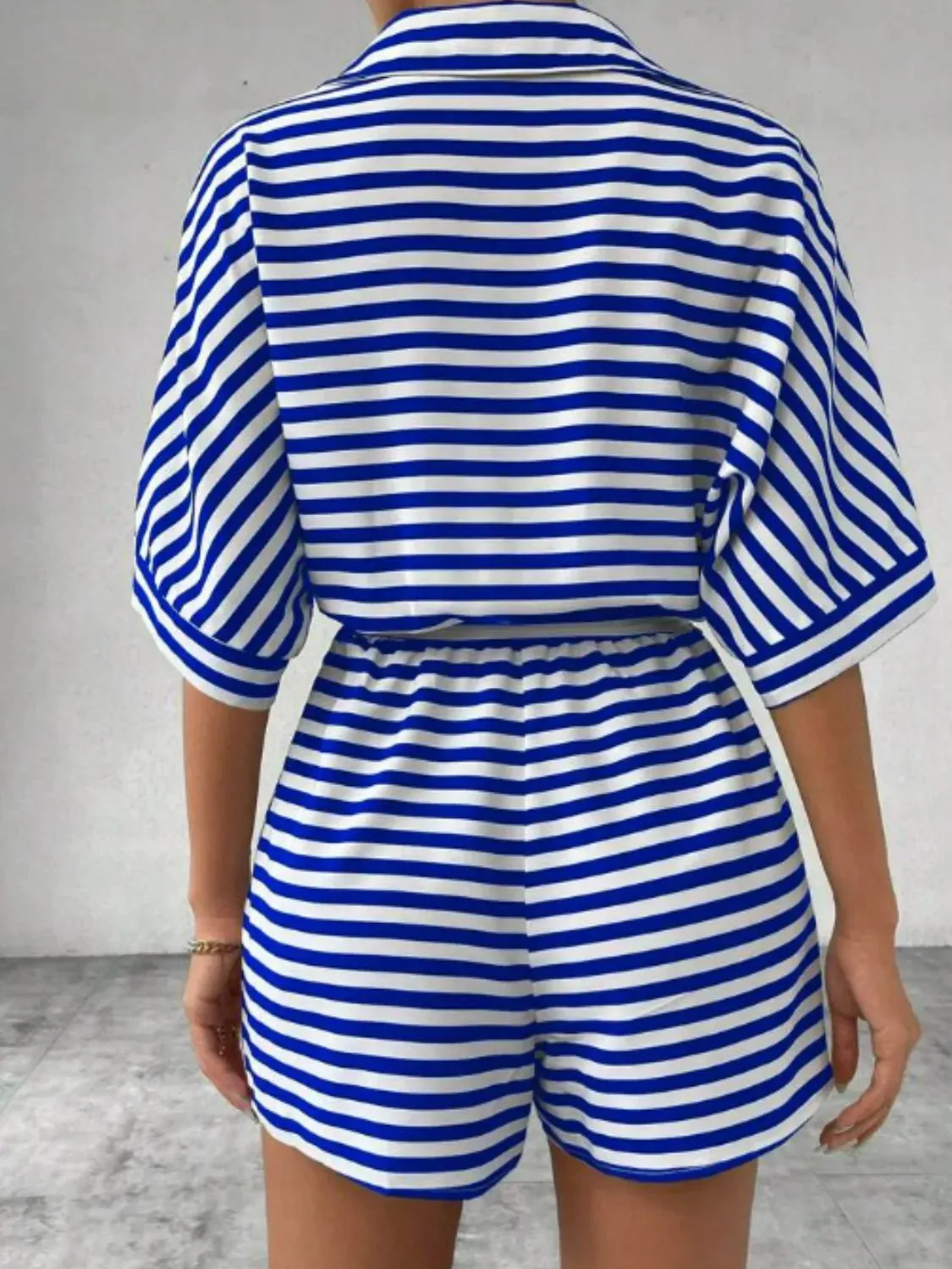 Tie Waist Half Sleeve Romper