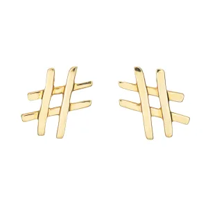 Tiffany & Co Hashtag Earrings Paloma Picasso 18k Yellow Gold Pound Sign Jewelry
