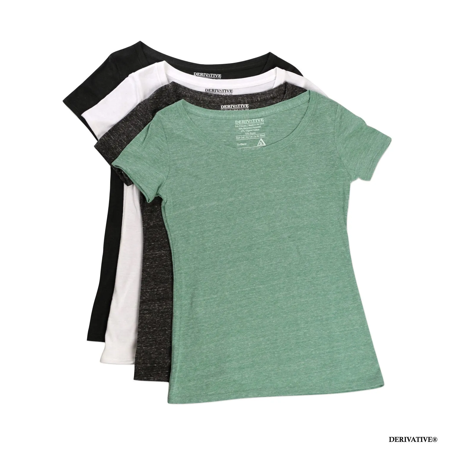 Tri-Blend Organic Cotton & Recycled Scoop Neck Tee - Heather Green