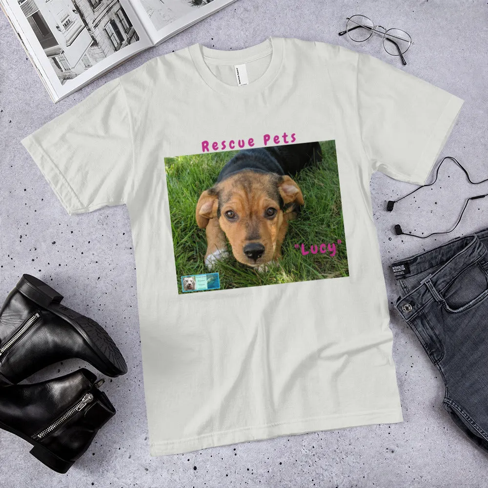 Unisex Fine Jersey Short Sleeve T-Shirt - Rescue Pets Collection - "Lucy" II