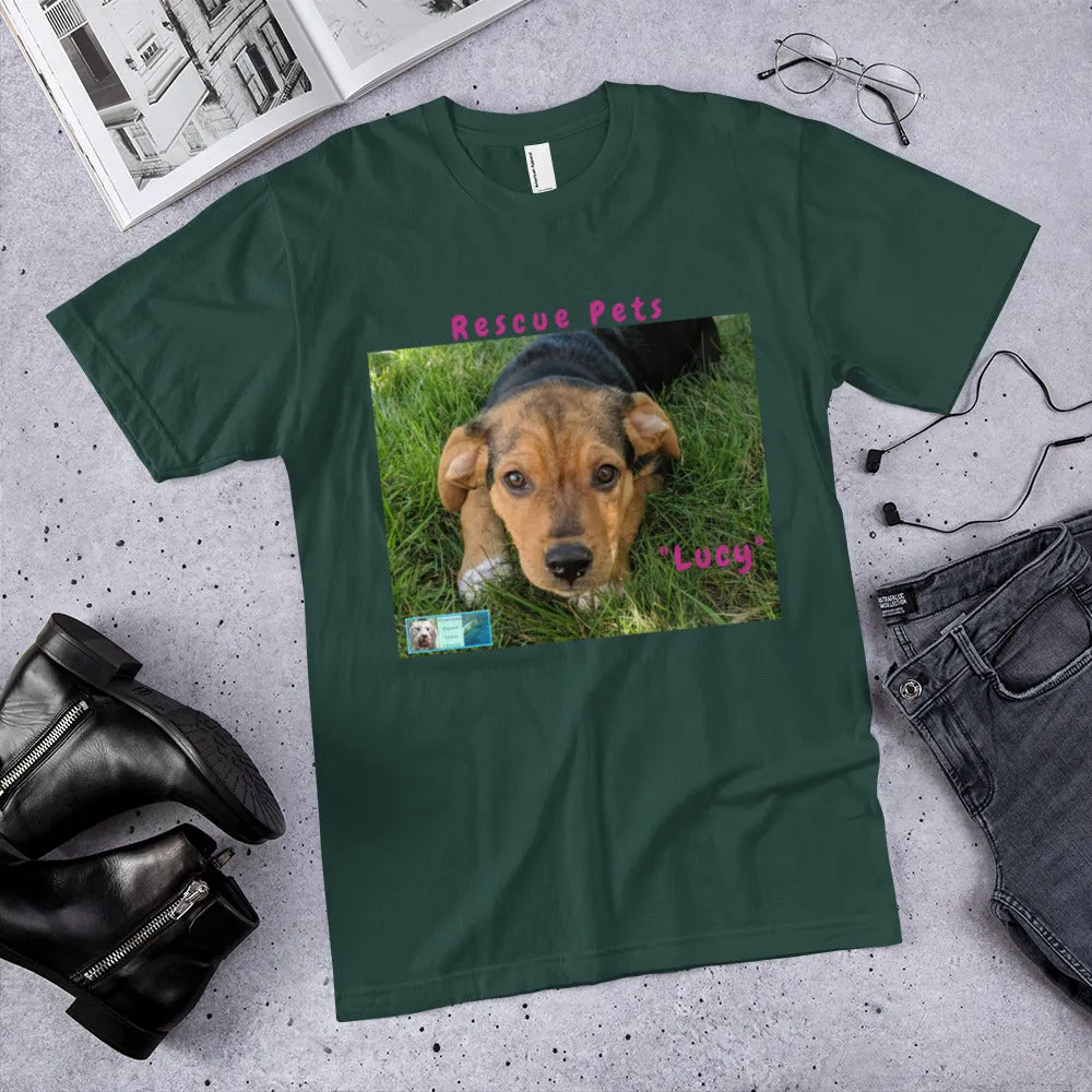 Unisex Fine Jersey Short Sleeve T-Shirt - Rescue Pets Collection - "Lucy" II