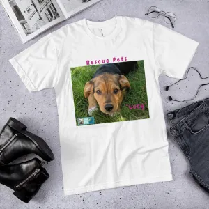 Unisex Fine Jersey Short Sleeve T-Shirt - Rescue Pets Collection - "Lucy" II