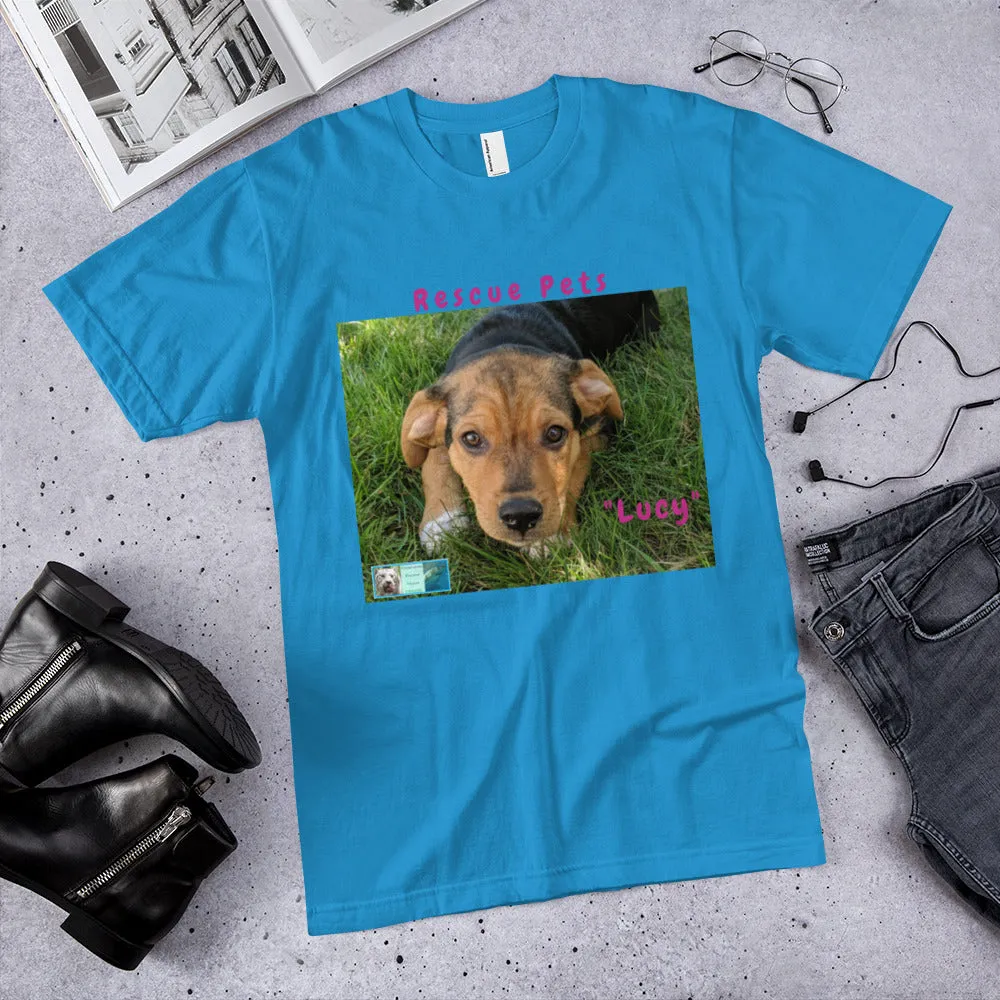 Unisex Fine Jersey Short Sleeve T-Shirt - Rescue Pets Collection - "Lucy" II