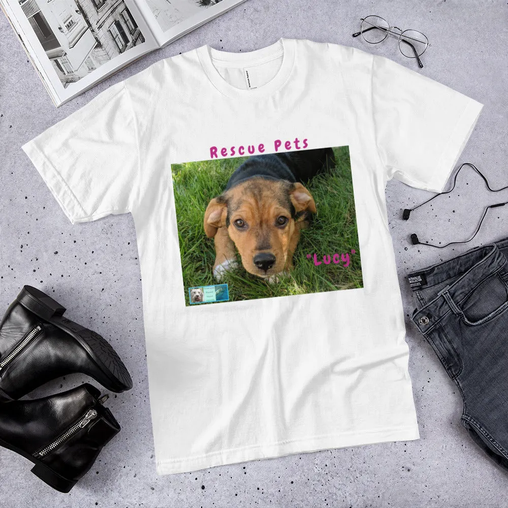 Unisex Fine Jersey Short Sleeve T-Shirt - Rescue Pets Collection - "Lucy" II