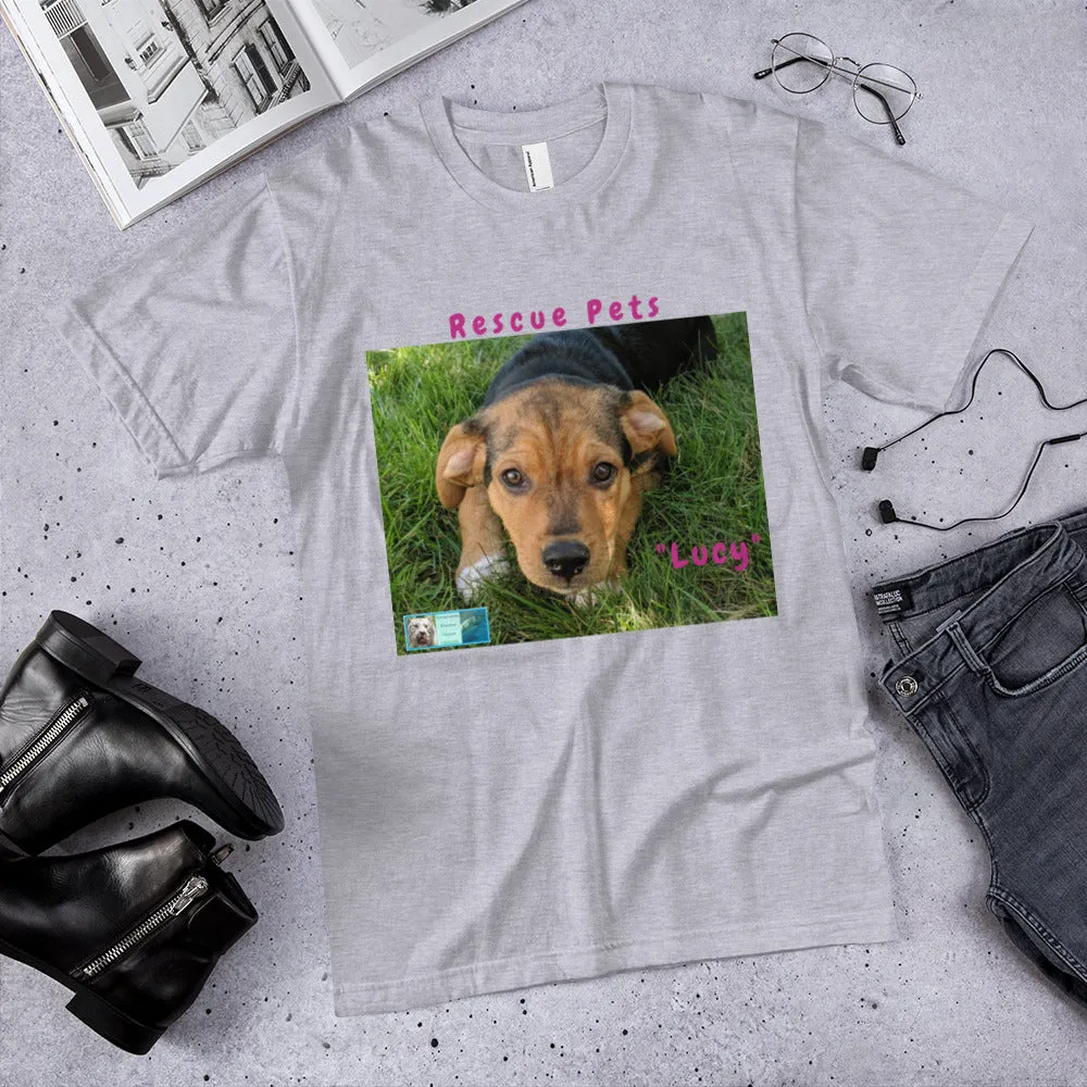 Unisex Fine Jersey Short Sleeve T-Shirt - Rescue Pets Collection - "Lucy" II