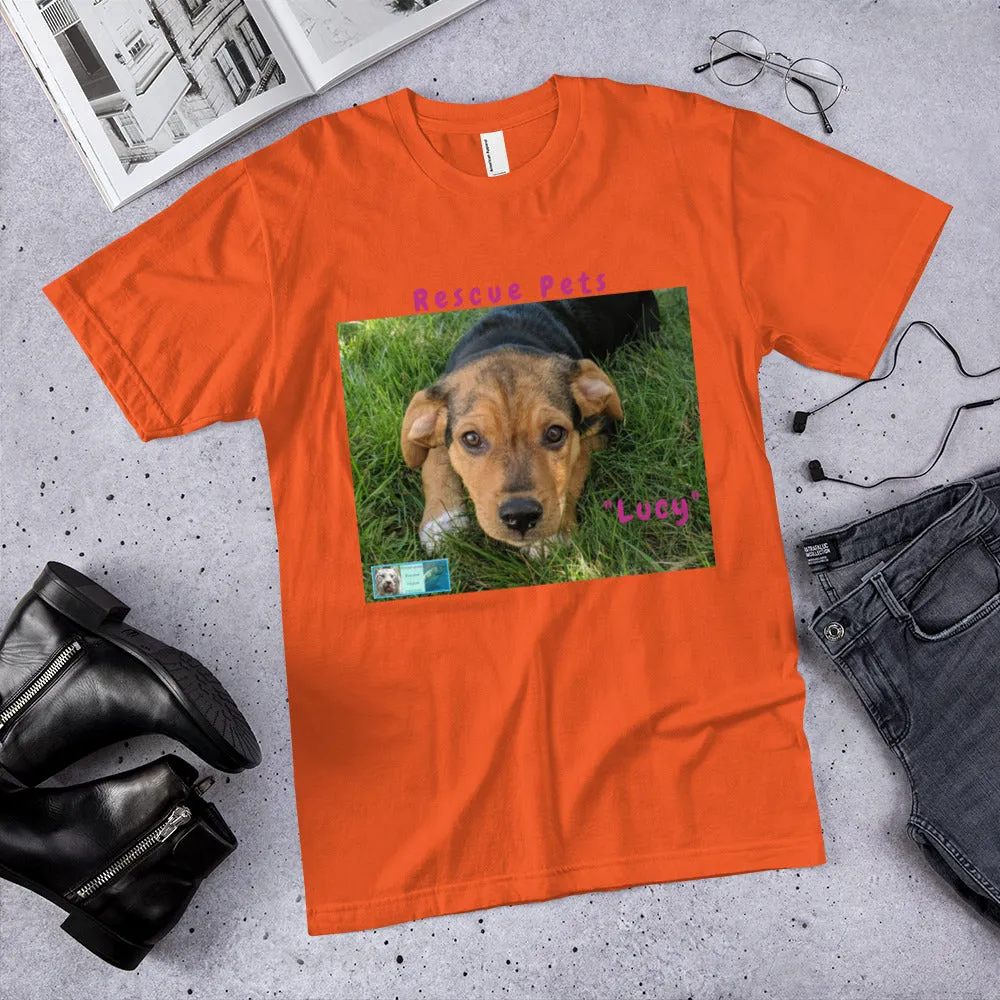 Unisex Fine Jersey Short Sleeve T-Shirt - Rescue Pets Collection - "Lucy" II