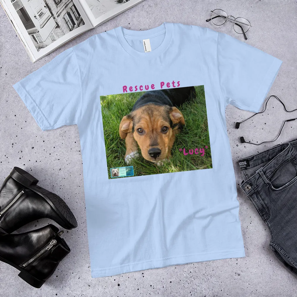 Unisex Fine Jersey Short Sleeve T-Shirt - Rescue Pets Collection - "Lucy" II