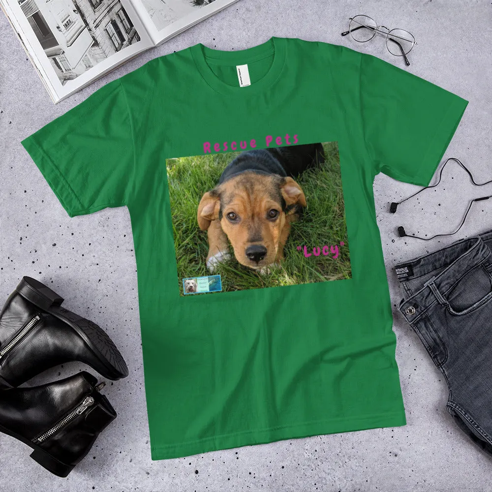 Unisex Fine Jersey Short Sleeve T-Shirt - Rescue Pets Collection - "Lucy" II