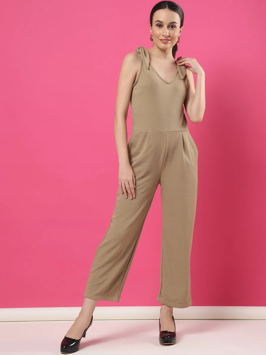V-Neck Tie Strap Jumpsuit