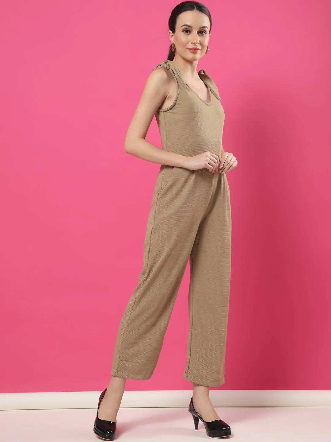 V-Neck Tie Strap Jumpsuit