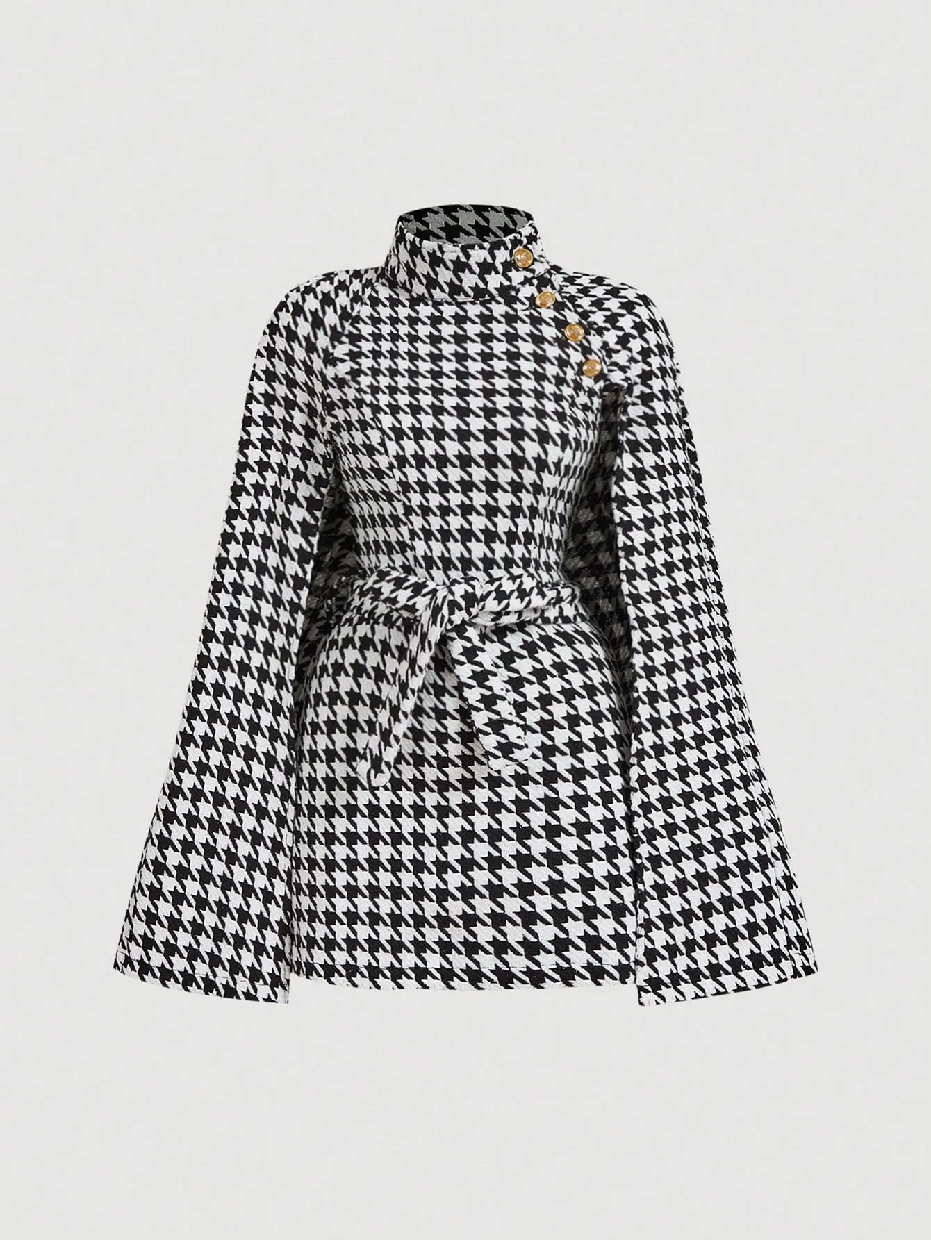Vestido Retro de Capa con Estampado de Cuadros
