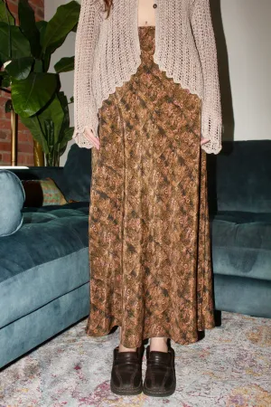 Vintage 90s Fall Button Up Midi Skirt (S)