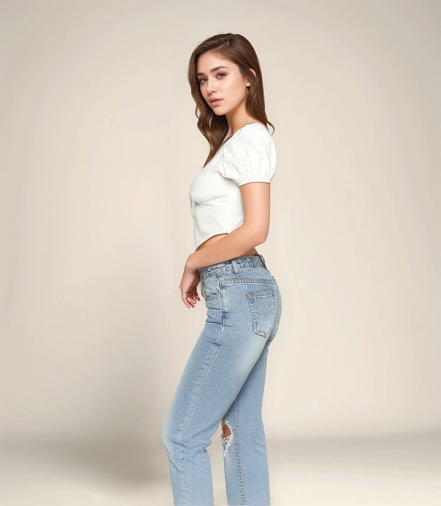 White Solid Corset Fitted Top