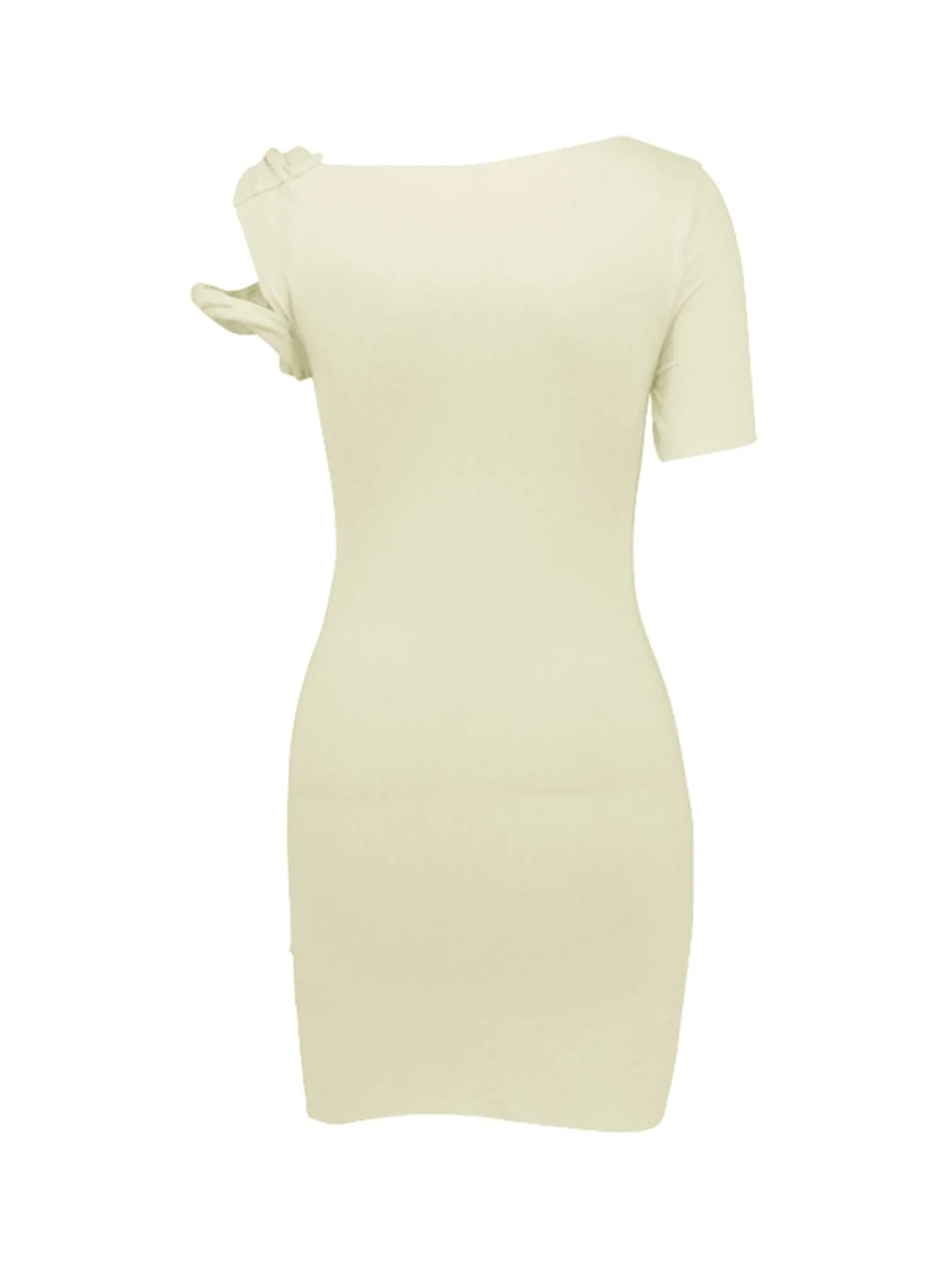 White Solid One Shoulder Bodycon Dress