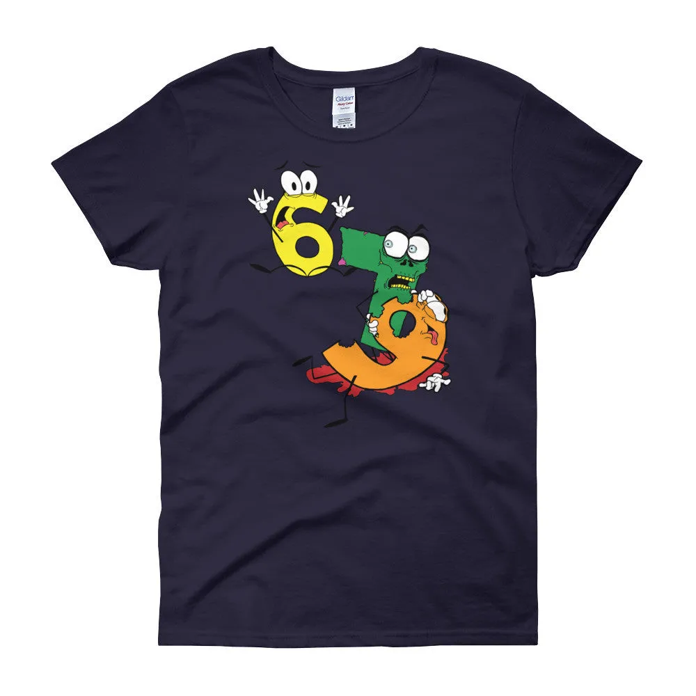 Why was 6 Afraid of 7 Seven Ate Nine Zombie Fitted T-Shirt