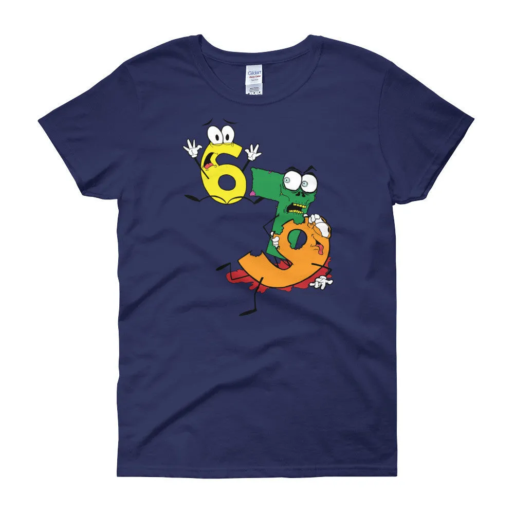 Why was 6 Afraid of 7 Seven Ate Nine Zombie Fitted T-Shirt