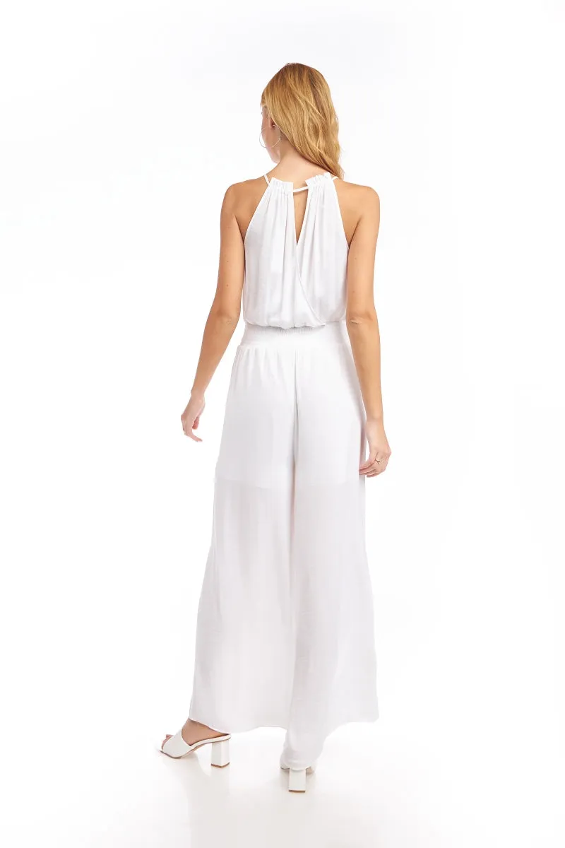 Wide Leg Jumpsuit With Front Tie Keyhole
