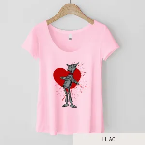 Wizard of Oz Tin Man with Heart Background - Women’s Flex Scoop Neck Tee