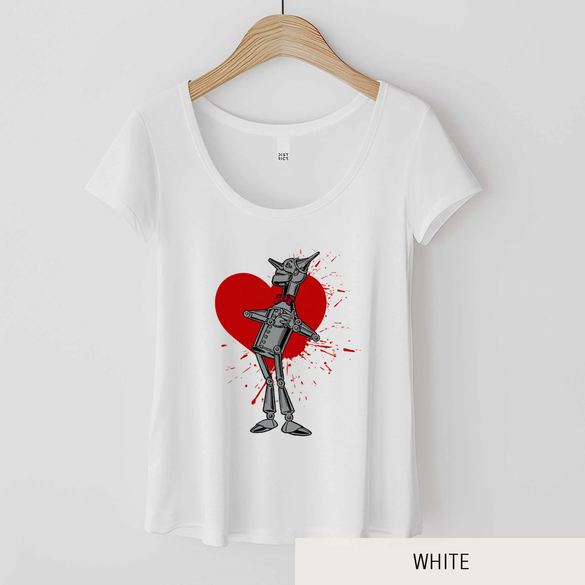 Wizard of Oz Tin Man with Heart Background - Women’s Flex Scoop Neck Tee