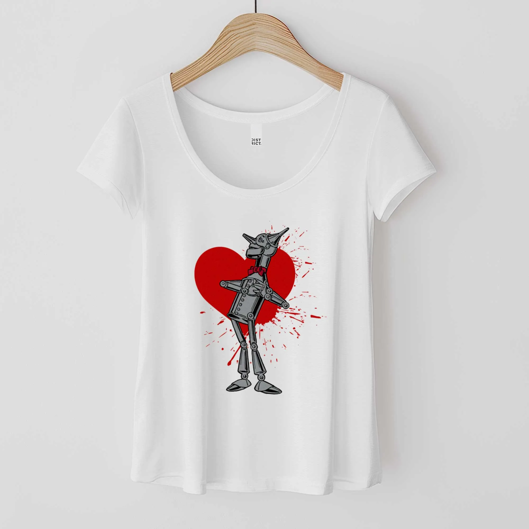 Wizard of Oz Tin Man with Heart Background - Women’s Flex Scoop Neck Tee