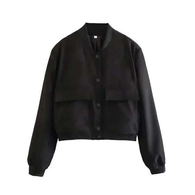 Woman Bomber Jacket-Black