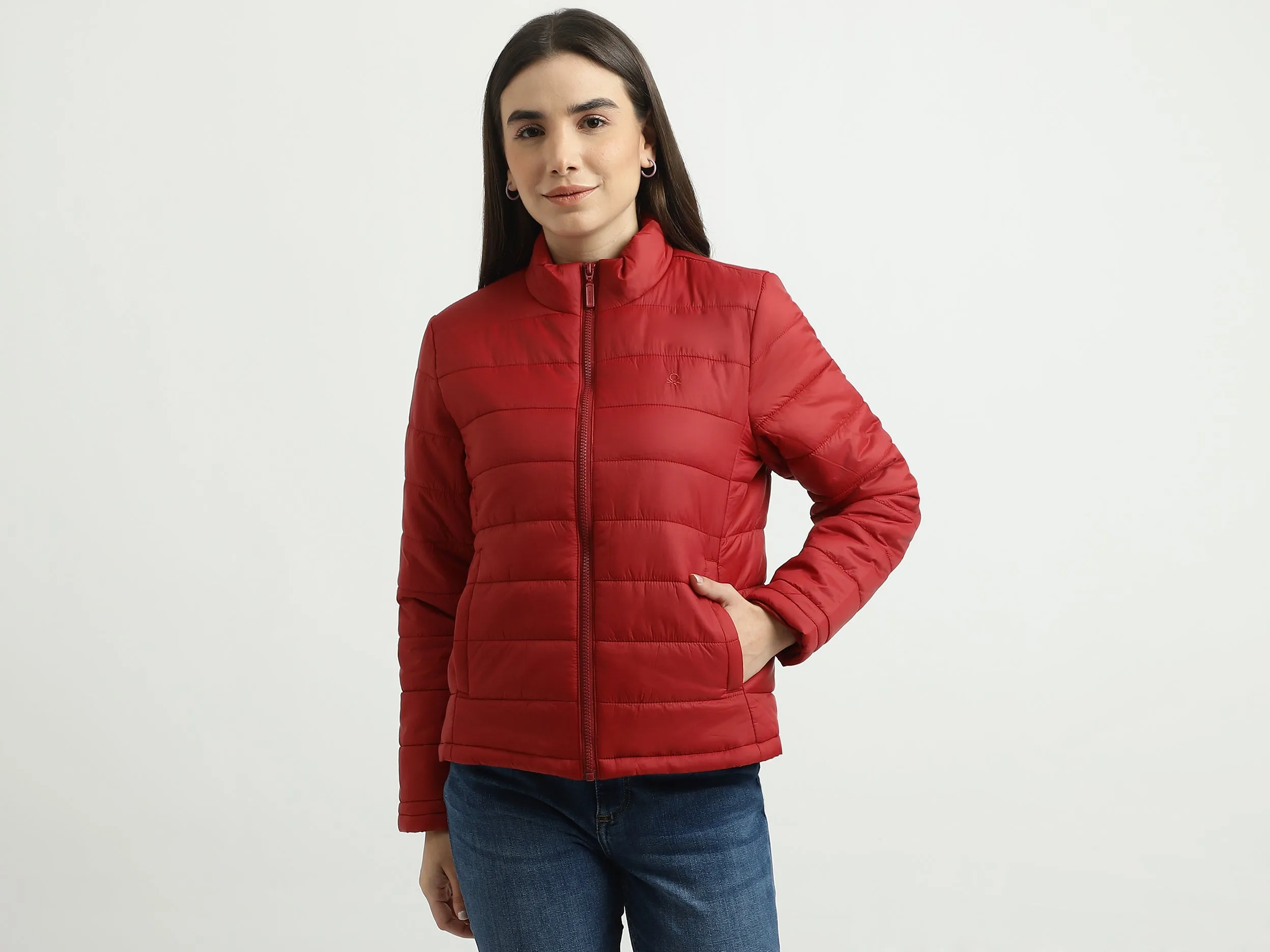 Women Quilted High Neck Jacket