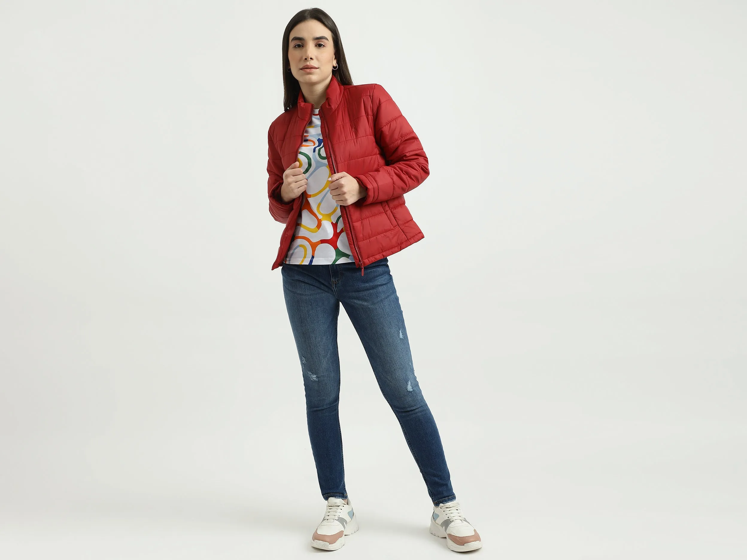 Women Quilted High Neck Jacket