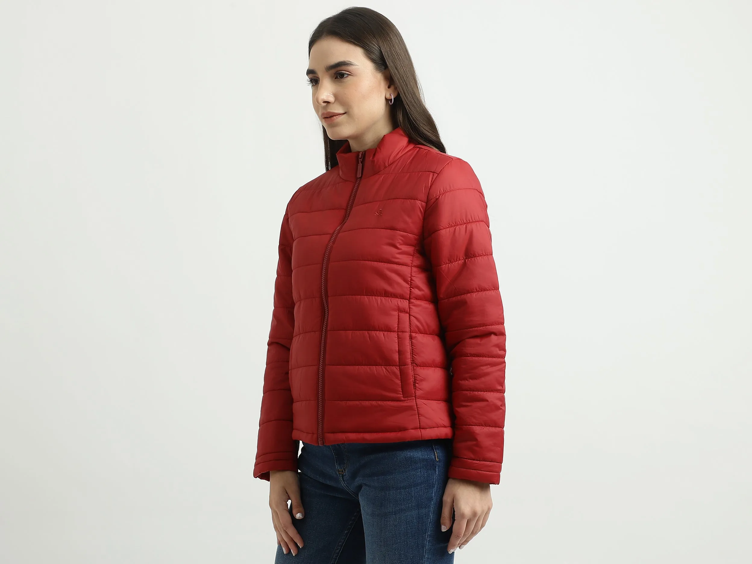 Women Quilted High Neck Jacket
